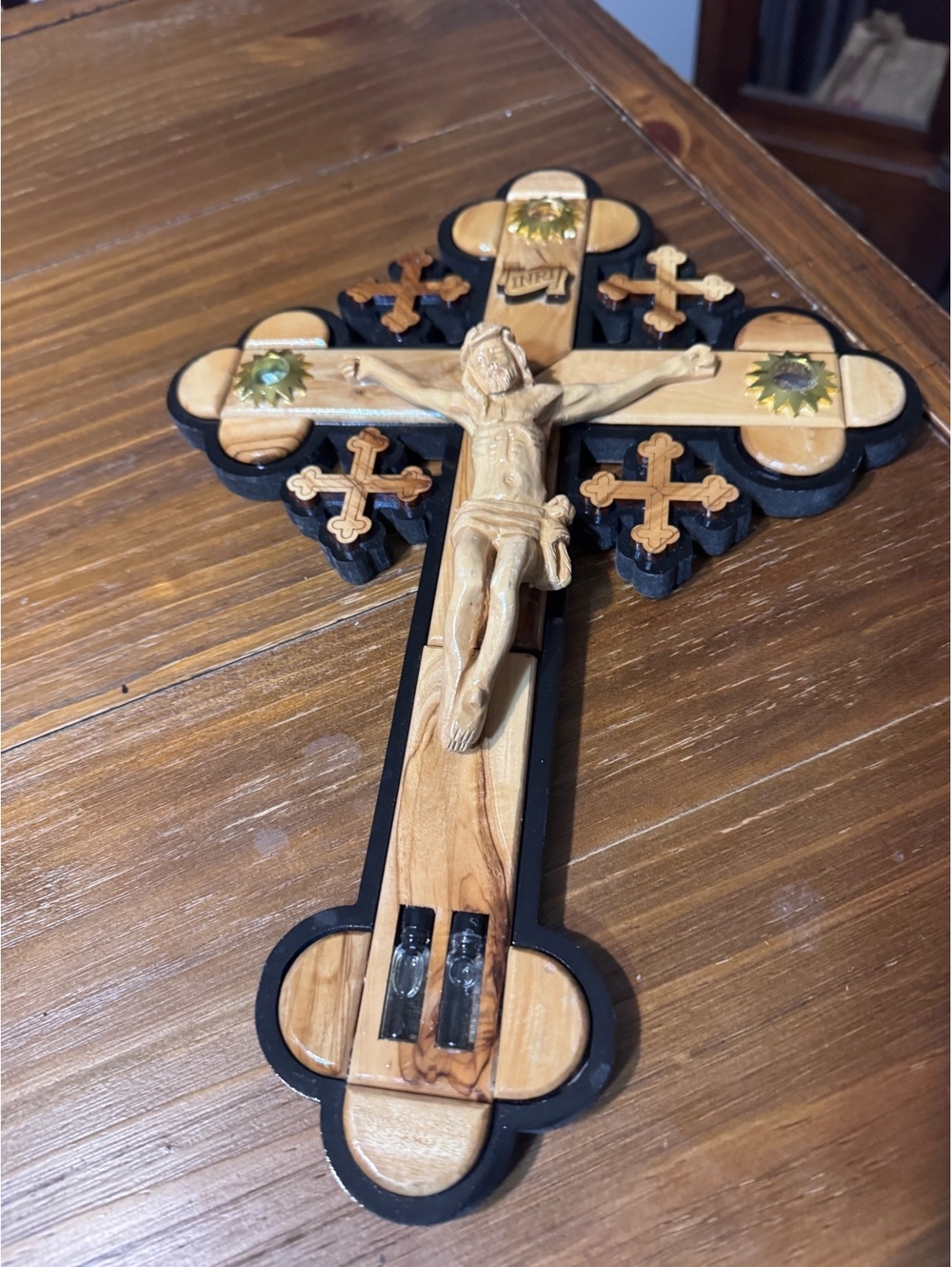 Jerusalem Olive Wood Crucifix 14 Stations of the Cross Holy Land Wall Cross 15”